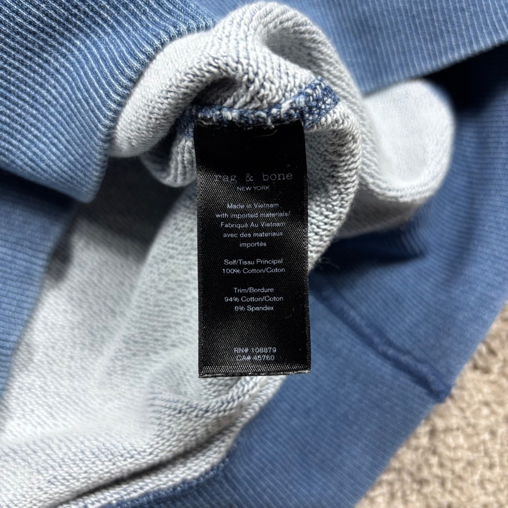 Rag & Bone Mens Blue Cotton Raglan Crew Neck Sweatshirt Denim Size M - Picture 7 of 8